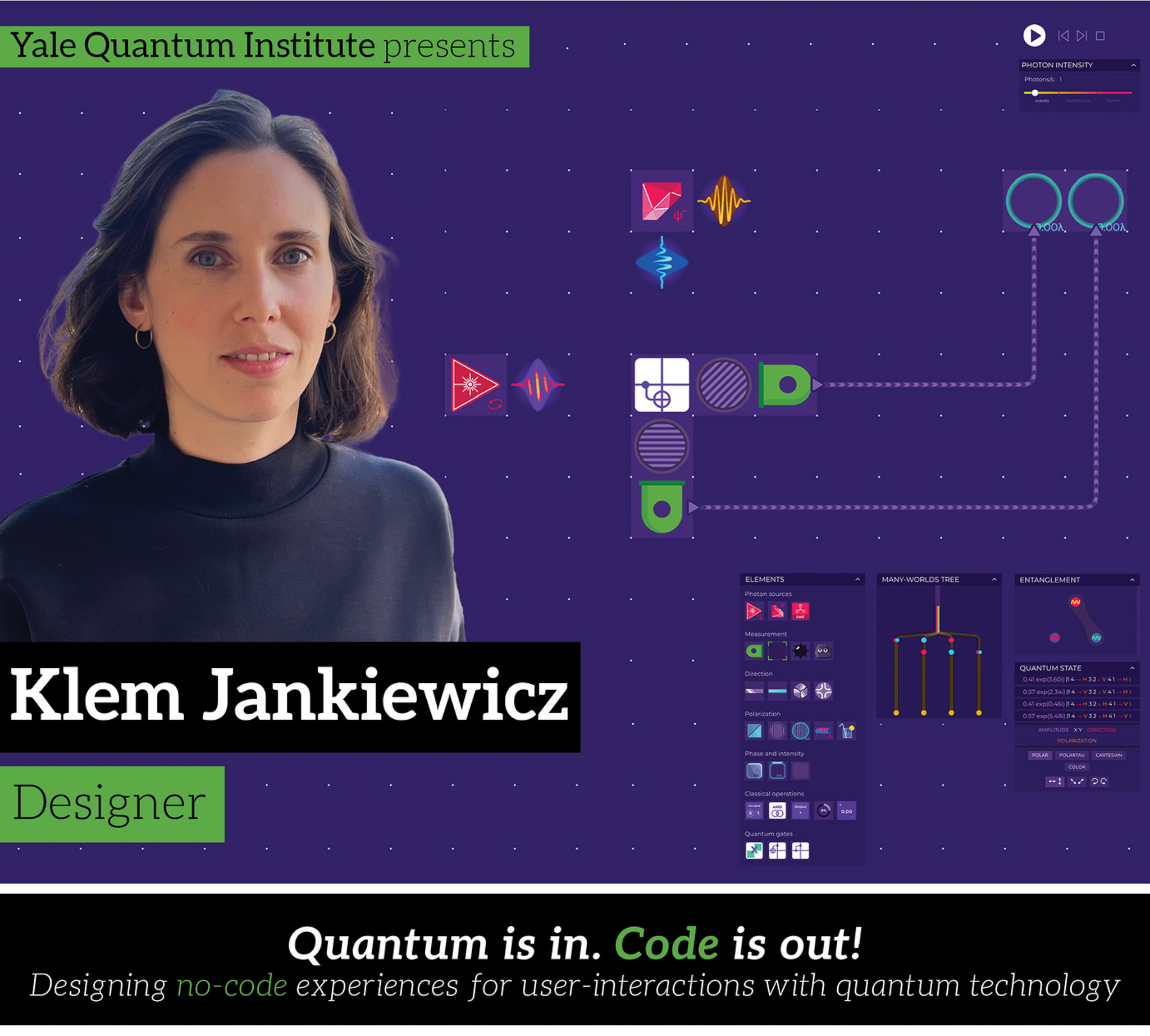 Klem Jankiewicz — Quantum is in. Code is out! — Designing no-code experiences for user-interactions with quantum technology, October 4, 2023
